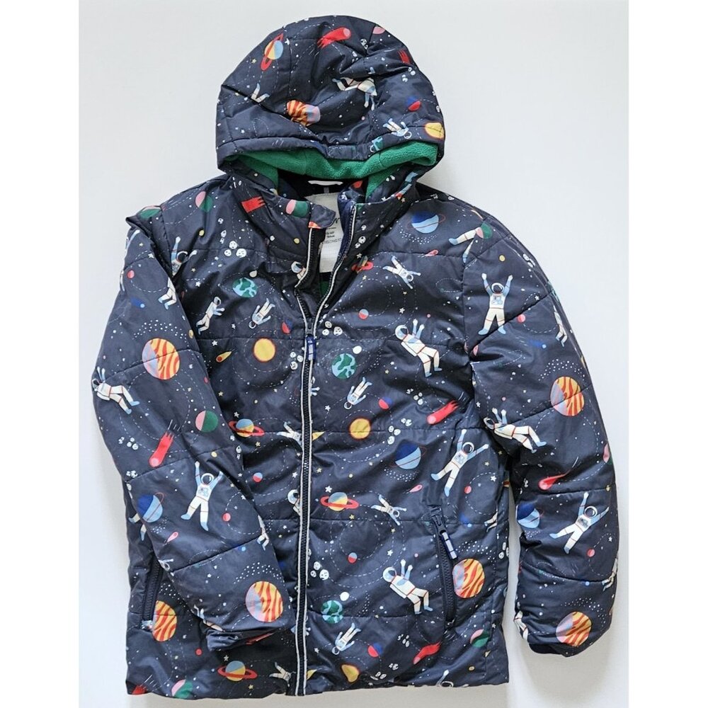 Mini Boden Boys 13-14 Gray Space Fleece Lined Puffer Winter Coat Parka